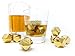 Whiskey Stones Gold Edition Gift Set of 8 Stainless Steel Diamond Shaped Metal Ice Cubes, Reusable Chilling Rocks Including Silicone Tip Tongs and Storage Tray