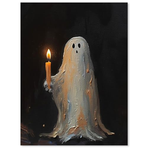 WBSTGUE Póster vintage de fantasma, arte gótico de la Academia Oscura, imágenes góticas de Halloween, fantasmas sosteniendo velas, impresiones en lienzo para Halloween, dormitorio, fiesta, decoración
