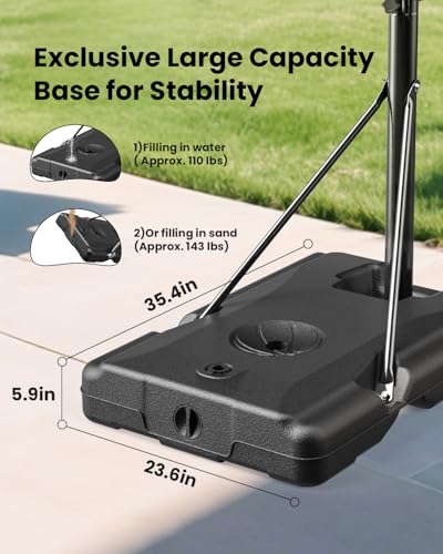 Image of IGL Kids Basketball Hoop Outdoor | 4-8.5ft Adjustable Height | 33 inch Shatterproof Backboard | Fillable Base & Extra Anchor | Portable Goal w /Wheels for Backyard Driveway