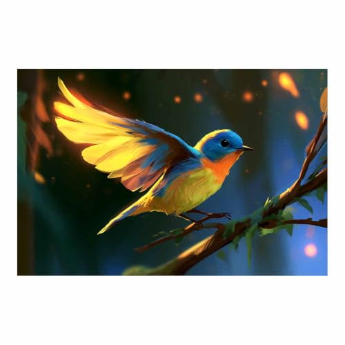 Toile petit oiseau de qualité supérieure, affiche multicolore 80x120