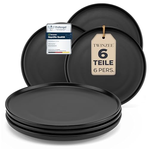 Steingut Frühstücksteller Set für 6 Personen - 6-teiliges Set in...