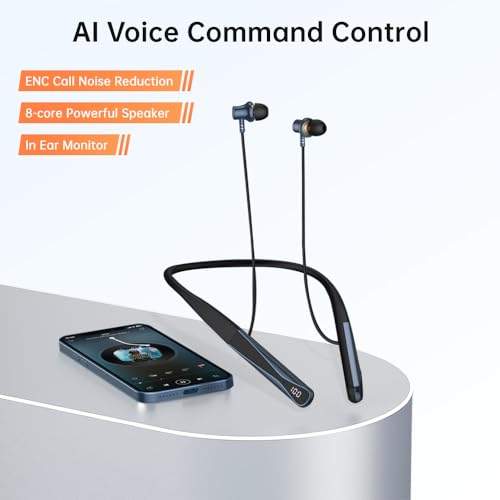 Image of YUEPOOL Neckband Bluetooth Headphones with Voice Return Microphone,6.0 Bluetooth 35 Hours Playtime, IPX5 Waterproof Wireless Noise Cancelling Earbuds for Sports (A18)