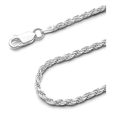 925 sterling silver necklace Diamond Cut Rope Chain Necklace, 5MM, 6MM, 7.5MM ,8.5MM- Mens Rope Chain, Sterling Silver Rope Chain Necklace For Men, Mens Rope Chain Bracelet,silver necklace made in italy