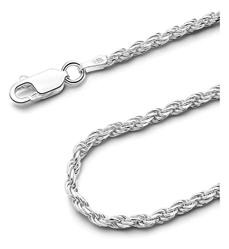 Verona Jewelers Mens Italian 925 Sterling Silver Diamond Cut Rope Chain Necklace, 36 Inches, 5MM, Silver, Sterling Silver2