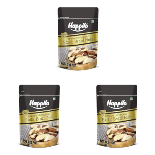 Image of Happilo Premium International Exotic Dried Brazil Nuts 150g Amazon /Brazilian Nut without Shell, Healthy Crunchy Protein Snack, 150 g (Pack of 3)