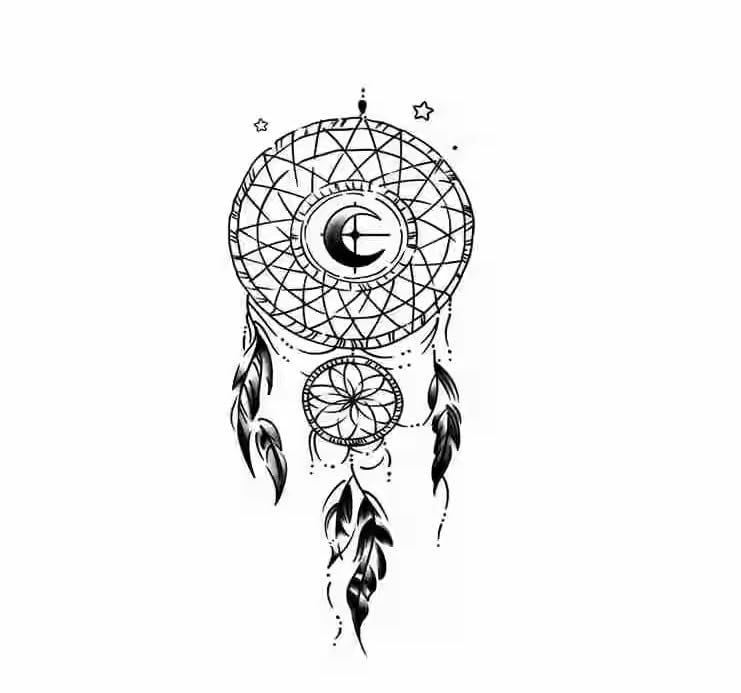 PEKNUX 2 Pieces Of Herbal Juice Tattoo Stickers Blue Black Moon Feather Dream Catcher Arm