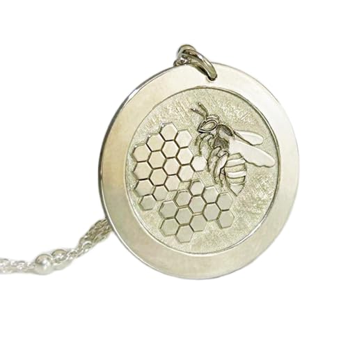 Collier pendentif pièce gravée abeille en argent sterling 925