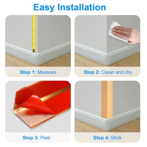 Image of 8Pack Aluminum Metal Corner Protector, 45″x 2″ Peel and Stick L Molding Corner Guards with 90 Angle, for Wall Door Frame Cabinet Furniture Baseboard Protection and Decoration (Gold)