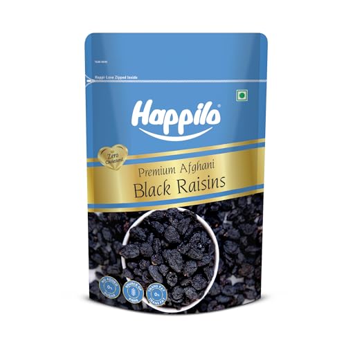 Image of Happilo Premium Afghani Black Raisins with Seed 250g | Kali Kishmish /Kismis | Dry Fruits, Healthy Snacks | Rich in Fiber, Potassium & Antioxidants | Tasty & Nutritious
