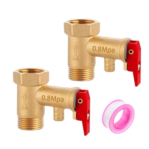 BDHYYM 2 válvulas de alivio de presión de 0,8 Mpa, válvula de seguridad de 6 bar, 1/2 pulgadas, válvula de alivio de presión de seguridad, adecuada para calentadores de agua, tanques de agua, etc