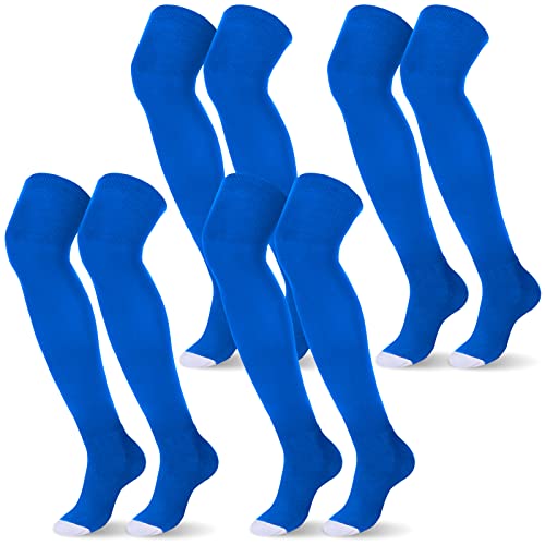 Jenaai 4 Pairs Baseball Socks Football Socks Over The Knee High Socks Extra Long Soccer Socks (Royal Blue) #TOP3