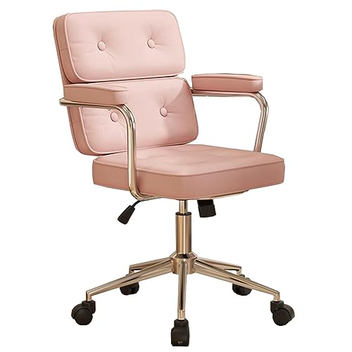 Silla De Oficina En Casa Silla Ergonómica para Computadora Sillas De Escritorio con Respaldo Medio Y Ruedas Giratorias, Silla De Trabajo Ajustable para Sala De Estar, Dormitorio, Maquillaje, Espa