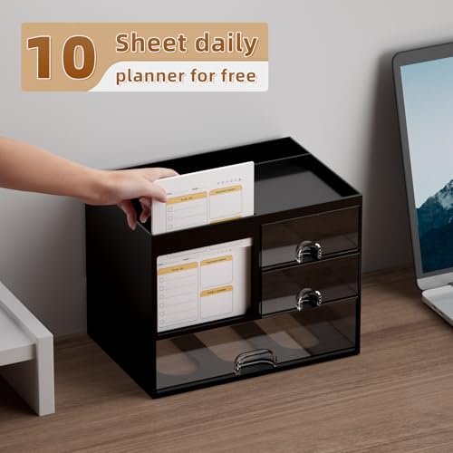 Marbrasse Desk Organizer With 3 Drawer, Multi-Functional Pencil Pen Holder For Desk, Desk Organizers And Accessories With 4 Compartments, Desktop Organizer Storage For Office Home Art Supplies  thumb #4