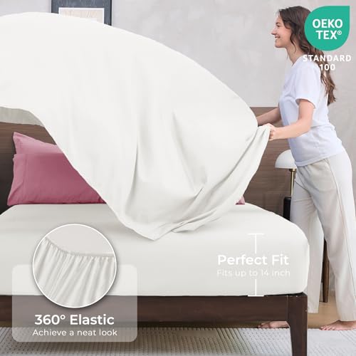 HEVUMYI Queen Comforter Set - 7-Piece All Season Bed in a Bag Queen, Ultra Soft Bedding Set with Comforter, Flat Sheet, Fitted Sheet, Pillowcases, Pillow Shams, Pink & Ivory