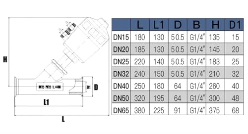 Válvula de asiento angular con sellado de PTFE resistente a 16 bar 4