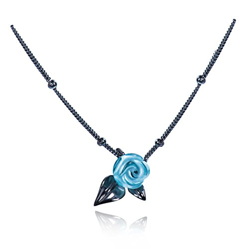 Buy Blue Rose Necklace Black Thorn 