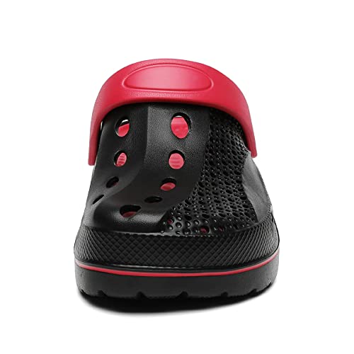 Sosowhlte Men's And Women's Arch Support Clogs Garden Shoes Slip-On Outdoor Beach Slippers With Removable Cushion Insole Black And Red Size 4.5-5.5 Male,5.5-6.5 Female #TOP4