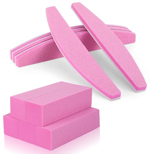 Xinstroe 10 Stück Nagelfeilen Buffer Doppelseitige 100/180 Nagel Block Weiß Polierblock (rosa stück 10 100/180 Grit)