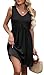 XIEERDUO Black Dresses for Women Summer Casual V Neck Plus Size Sundresses with Pockets Maternity Dress for Photoshoot Beach Fashion L