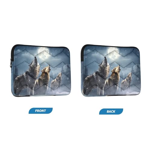 Funda para portátil de 13-14 pulgadas con diseño de lobos aullando miniatura 2