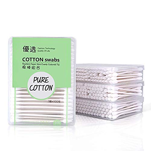 Cotton Swabs, baby cotton buds, 100% Cotton Double Tipped, White Natural Paper Sticks Multipurpose Cotton Buds Hygienic Cleaning Sterile Sticks (300pcs)
