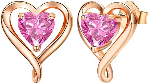 LAVUMO Sterling Silver Earrings for Women Silver Gold Rose Gold Stud Heart Earrings Set Hypoallergenic Jewellery for women Birthday Anniversary Christmas Valentine Gifts for Her