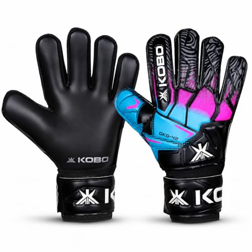 Image of Kobo GKG-42 Professional Football Soccer Goalkeeper Gloves with Finger Protection for Men, Boys & Kids with 4mm Taiwan Latex Palm (8.5)