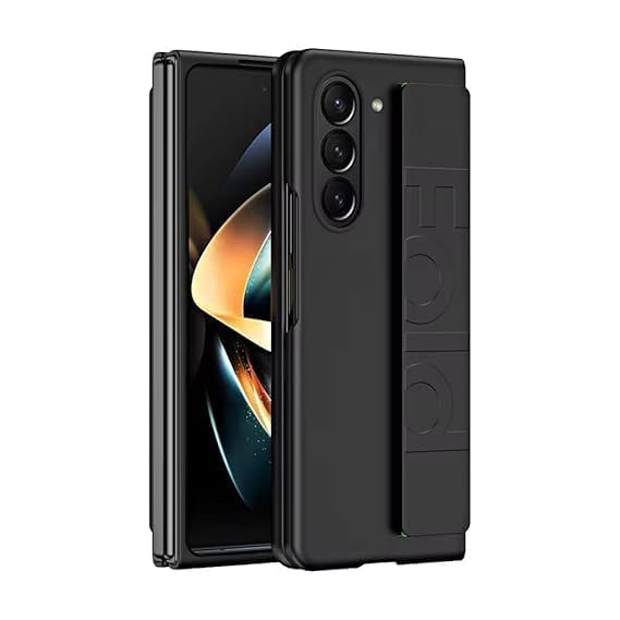 Image of Connexa Hard Polycarbonate TPU Case with Wrist Strap Compatible with Samsung Galaxy Z Fold 6, Dual Layer Protection, Enhanced Grip Black