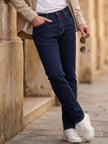 Image of Urbano Fashion Men's Straight Fit Heavy Washed Denim Jeans Stretchable