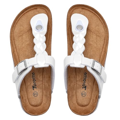 Torotto Boys Girls Cork Footbed Sandals Kids Flip Flops with Adjustable Braided Straps (Toddler/Little Kid/Big Kid)2