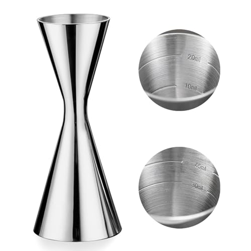 Cocktail Geek Doseur à cocktail double de style fin avec motif gravé (argent, 2/28,3 g)