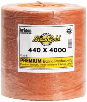 Generic Bridon Black Gold Hay Baling Twine, 440 pound knot strength and 4,000 foot length, Crop Baling, Christmas tree wrap (Orange)