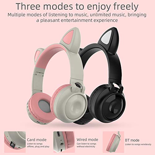 KKmoon ZW-028 Fone de ouvido sem fio Bluetooth Fone de ouvido de gato brilhante Fones de ouvido de m