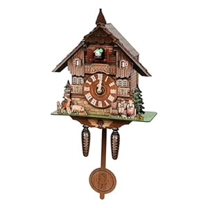 Cuckoo Clock, Vintage Wall Clock with Quartz Movement, German Cuckoo Clock with Blackforest Hillside Chalet Design for Home Decoration, Bars, Cafes, Store