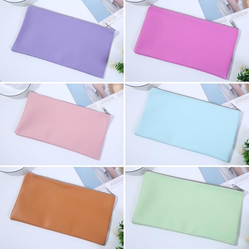 Geldtasche Set 12 Stück A5 – PU Leder Banktasche/Geldbeutel/Dokumententasche mit Reißverschluss – 12 Farben Cash Stuffing Budget Organizer für Haushalt, Reisen & Coupons