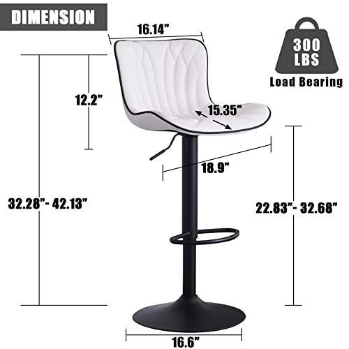 Image of YOUNIKE White Bar Stools Set of 4 Modern Swivel Counter Height Bar Chair with Back Adjustable Kitchen Island Faux Leather Padded Barstools taburetes de bar Breakfast sillas para barra de cocina 4PCS