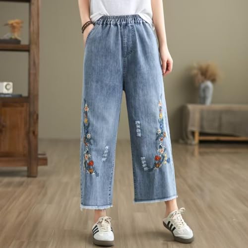 Mid-Rise Waisted Jeans for Women Summer Straight Leg Denim Pants Wide Leg Jeans High Rise Baggy Pants Streetwear2