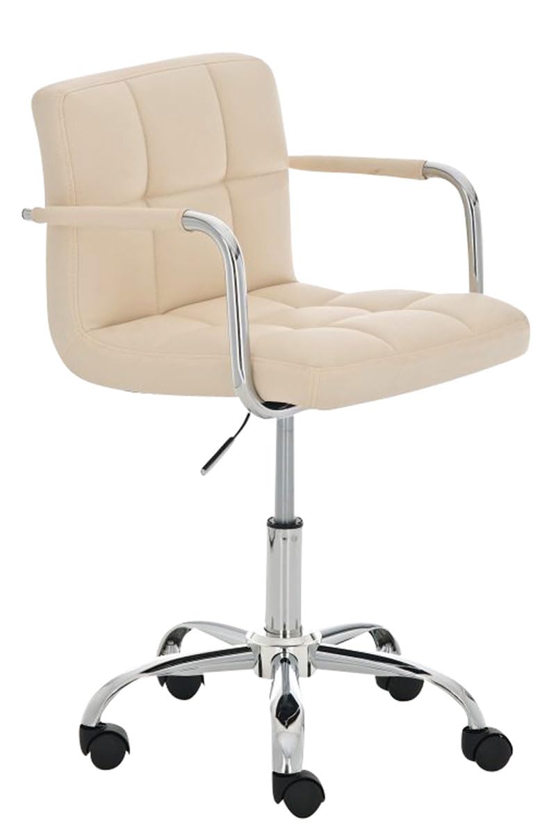 CLP Fauteuil De Bureau A roulettes Lucy Similicuir I Chaise De Bureau Réglable en Hauteur avec Accoudoirs I Rembourrage Epais I Pičtement Métal, Couleur:crčme