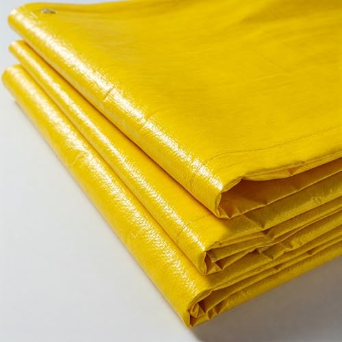 Image of 18x30FT 250 GSM HDPE Tarpaulin Yellow | Industrial Grade Waterproof Sheet | UV Resistant | Tear-Resistant | Reinforced Edges | for Agriculture, Logistics, Truck & Construction Cover