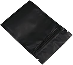 أكياس مايلر بسوستة قابلة لإعادة الإغلاق بلون أسود غير لامع مقاس 14×2 سم، أكياس من رقائق الألومنيوم مقاومة للرائحة، 25 قطعة