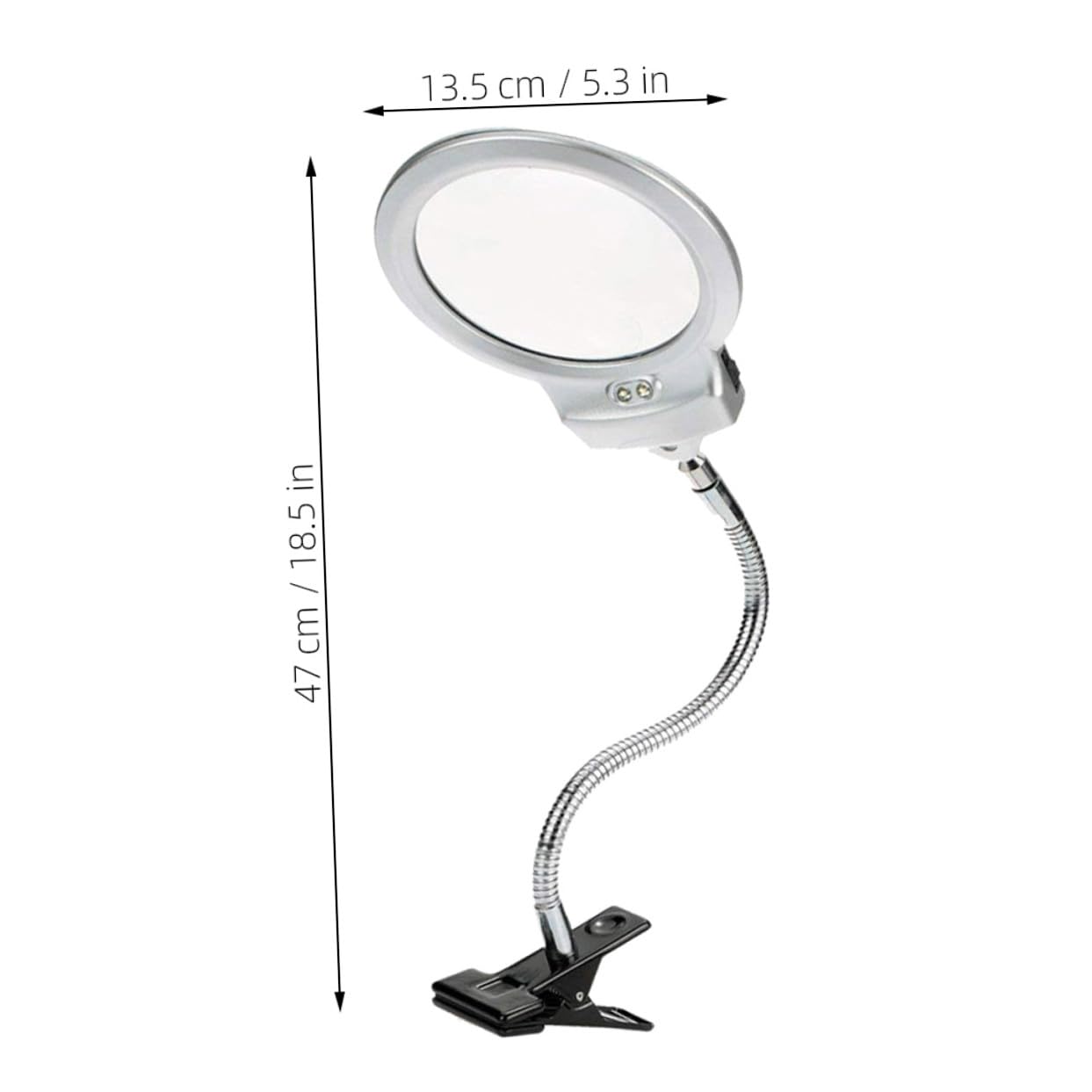 LED Lupe mit flexiblem Metall Schwanenhals und Clip dimmbares Licht zum Lesen für Schreibtisch batteriebetriebene Lupe Lampe zum Basteln und Reparieren im Büro und Zuhause