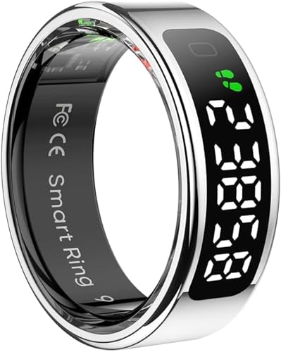 Ｖｓｋｄディスプレイ画面 スマートリング画面付き時計 智能リング 指時計タッチ ヘルス＆フィットネスモニター 搭載 R11 1ATM 防水 健康管理 心拍数 血中酸素 ジェスチャー操作 活動量計 睡眠トラッキング 歩数 カロリー スマートウォッチ 軽量 Bluetooth 接続 アプリ スマホ 同期 iOS Android 対応 (シルバー,12) [並行輸入品]