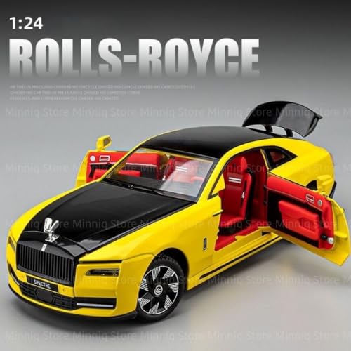 Image of 1:24 Rolls-Royce Spectre Diecast Metal Pull Back Car with 6 Openable Doors with Sound and Light Toy Decoration car Best Gift Toys for Kids (1.24 Rolls Royce Spectre - Yellow)