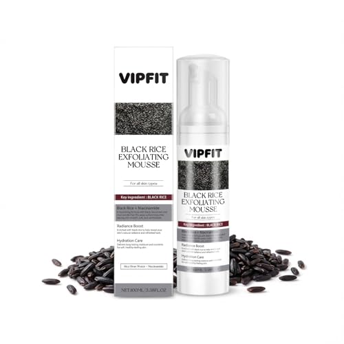 Black Rice Exfoliating Mousse – Airy Foaming Exfoliant with Black Rice Extract, Niacinamide &amp; Hyaluronic Acid, Face &amp; Body Cleansing Mousse, 100ml (Black Rice, 100ml)