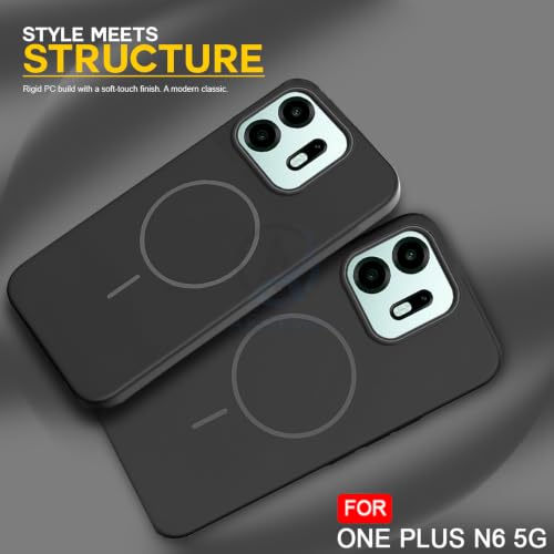 Image of AESTMO Shockproof Back Case Cover for OnePlus N6 5G | Slim Hard Shell | Hard Back Cover for OnePlus N6 5G (Compatible with MagSafe Accessories, Black)