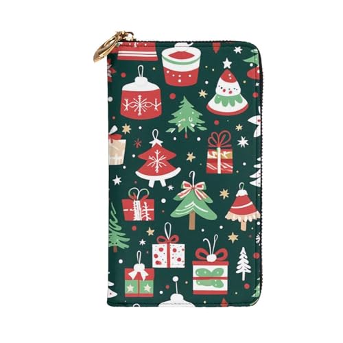 Women's Long Cash Wallet, PU Leather Elegant Clutch Change Purses with Zipper, Travel, Gifts (christmas prints Print)2