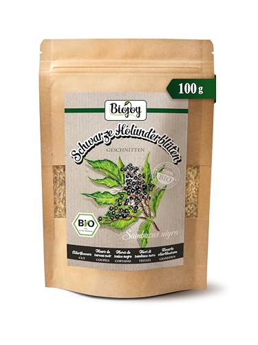 Biojoy Flores de Saúco Negro BÍO (100 g), secadas y cortadas, ideales para Infusión (Sambucus nigra)