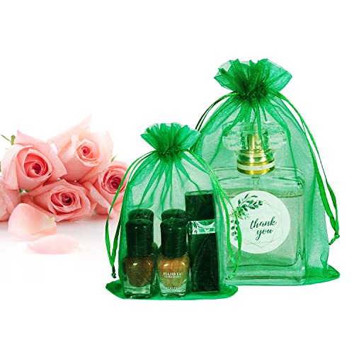 Image of Dealglad 50pcs Drawstring Organza Jewelry Candy Pouch Christmas Wedding Party Favor Gift Bags (4x6, Green)
