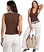 Prettywear Deep V Neck Tank Tops for Women 2026 Summer Fashion Clothes Sexy Casual Ribbed Fitted Sleeveless Going Out Tops Brown