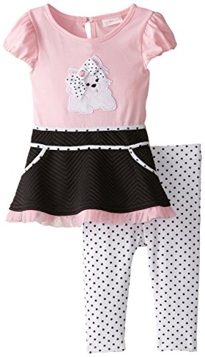 Youngland Baby Girls' Poodle Applique Dress and Polka Dot Legging Set